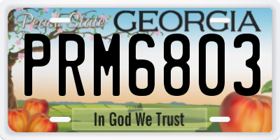 GA license plate PRM6803