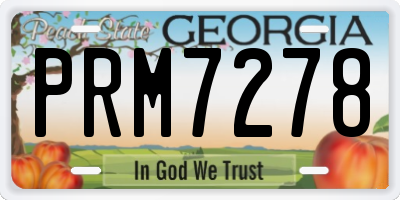 GA license plate PRM7278