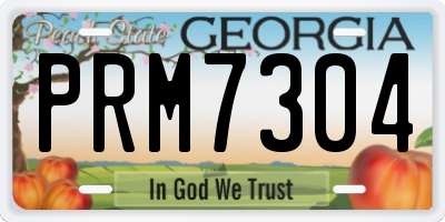 GA license plate PRM7304