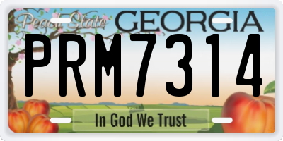 GA license plate PRM7314