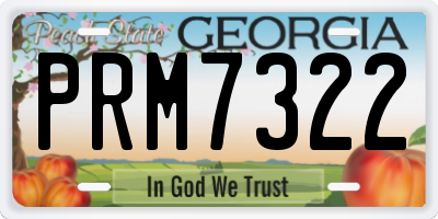 GA license plate PRM7322