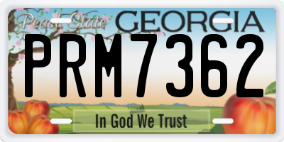 GA license plate PRM7362