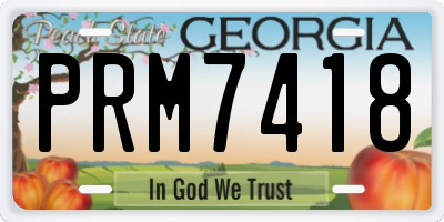 GA license plate PRM7418