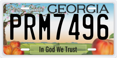 GA license plate PRM7496