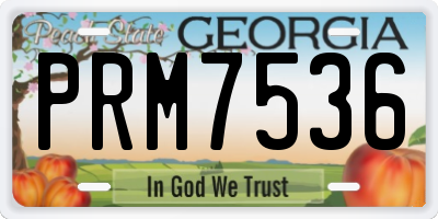 GA license plate PRM7536