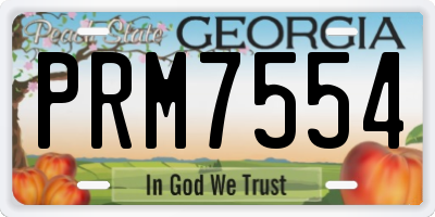 GA license plate PRM7554