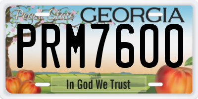 GA license plate PRM7600