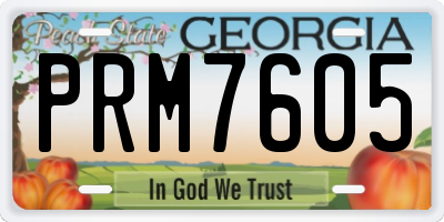 GA license plate PRM7605