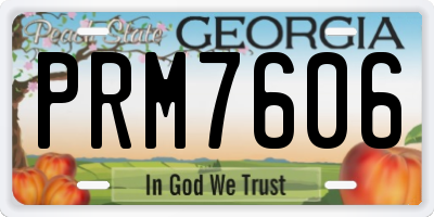 GA license plate PRM7606
