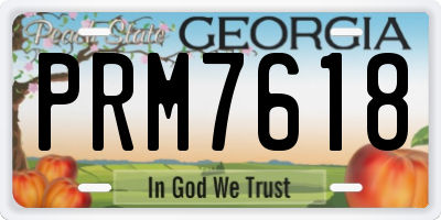 GA license plate PRM7618