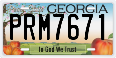 GA license plate PRM7671