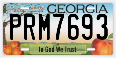 GA license plate PRM7693
