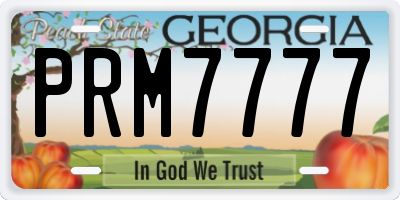 GA license plate PRM7777