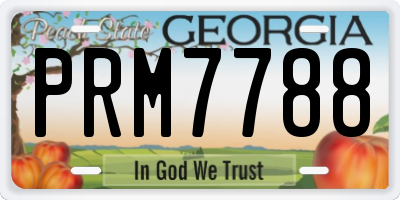 GA license plate PRM7788