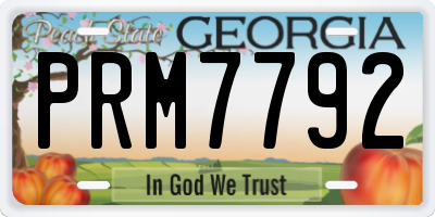 GA license plate PRM7792