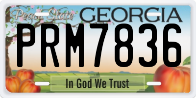GA license plate PRM7836