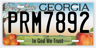 GA license plate PRM7892