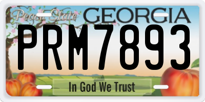 GA license plate PRM7893