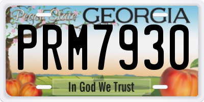 GA license plate PRM7930
