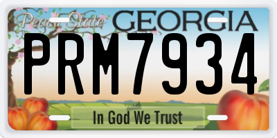 GA license plate PRM7934