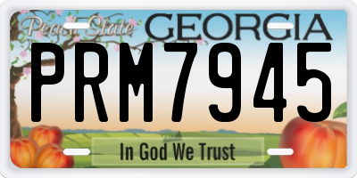 GA license plate PRM7945
