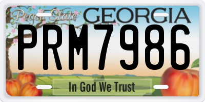 GA license plate PRM7986