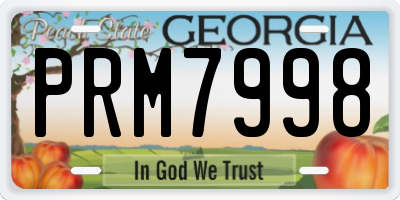 GA license plate PRM7998