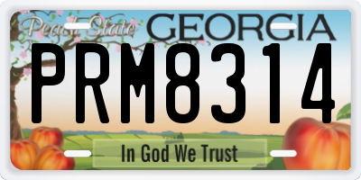 GA license plate PRM8314