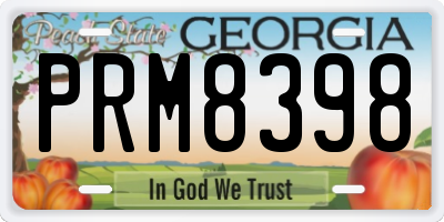 GA license plate PRM8398