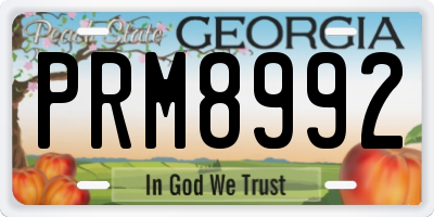 GA license plate PRM8992