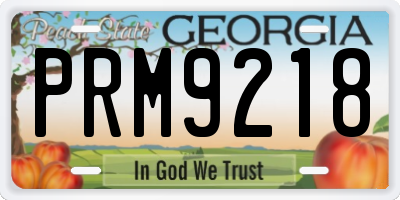 GA license plate PRM9218