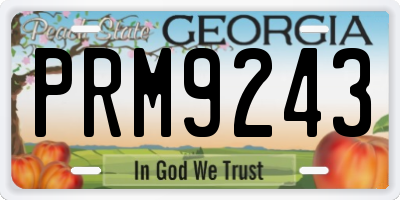 GA license plate PRM9243