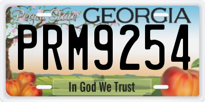 GA license plate PRM9254