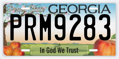 GA license plate PRM9283