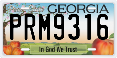 GA license plate PRM9316