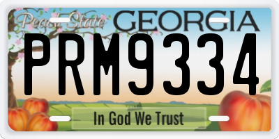 GA license plate PRM9334