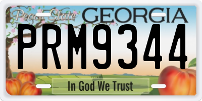GA license plate PRM9344