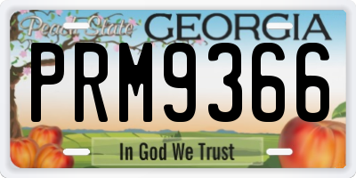 GA license plate PRM9366