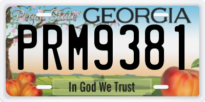 GA license plate PRM9381