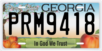 GA license plate PRM9418