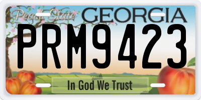 GA license plate PRM9423