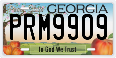 GA license plate PRM9909