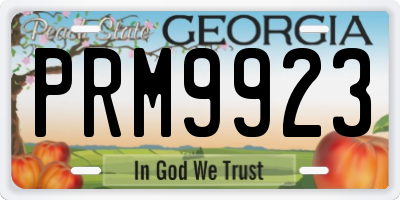 GA license plate PRM9923