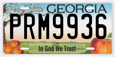 GA license plate PRM9936