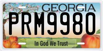 GA license plate PRM9980
