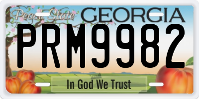 GA license plate PRM9982