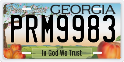GA license plate PRM9983