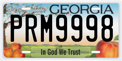 GA license plate PRM9998