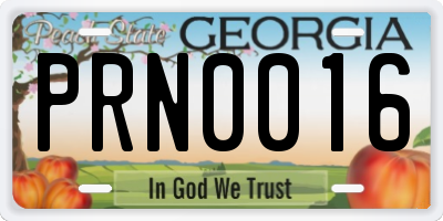 GA license plate PRN0016