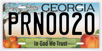 GA license plate PRN0020